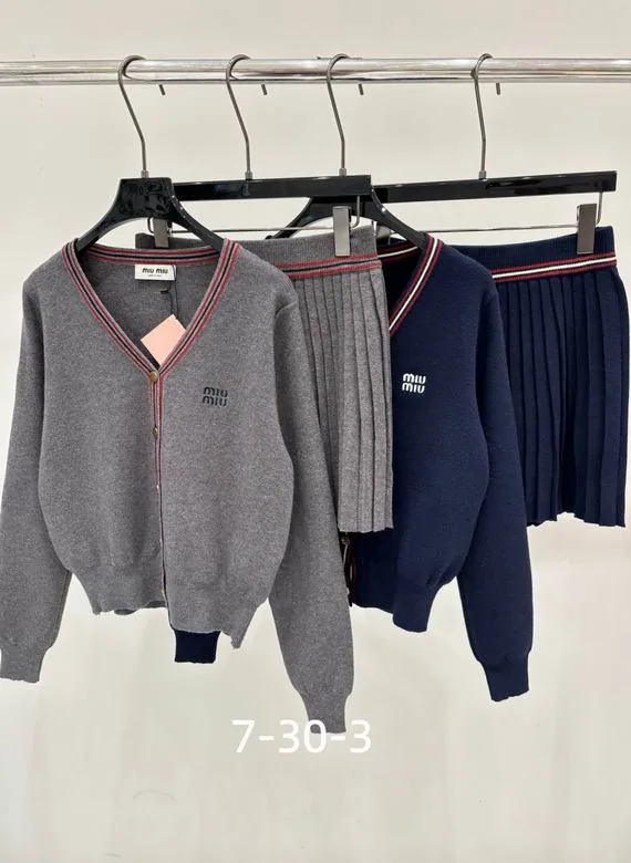 MiuMiu V-Neck Knit Cardigan and Pants Set, source view 1, SKU source-item