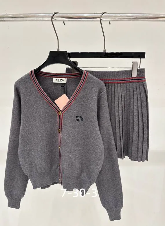 MiuMiu V-Neck Knit Cardigan and Pants Set, source view 3, SKU source-item