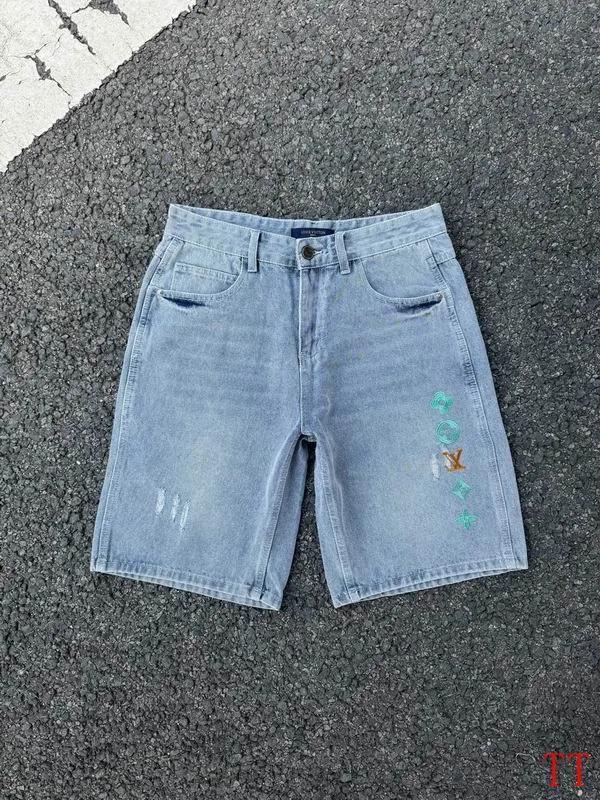 LV 20tr167 Patch-Detail Denim Bermuda Shorts, source view 1, SKU 20tr167