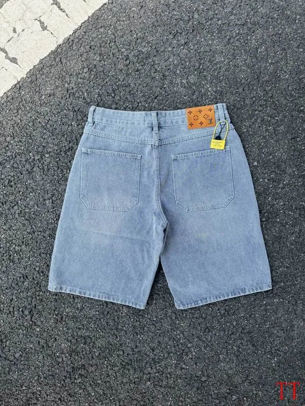 LV 20tr167 Patch-Detail Denim Bermuda Shorts, source view 2, SKU 20tr167