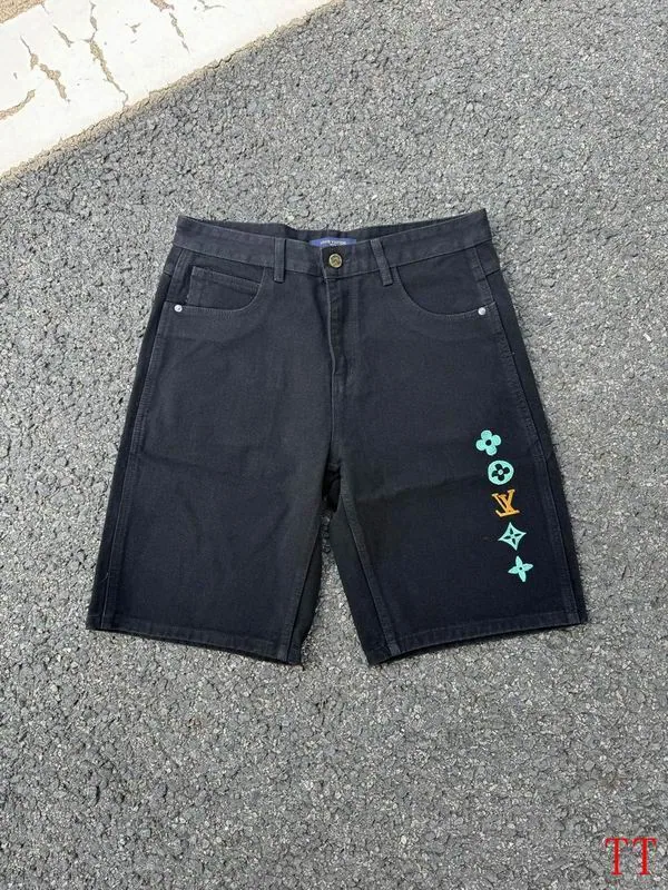LV 20tr167 Patch-Detail Denim Bermuda Shorts, source view 3, SKU 20tr167