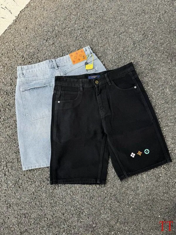 LV 20tr168 Patch-Detail Denim Bermuda Shorts, source view 1, SKU 20tr168