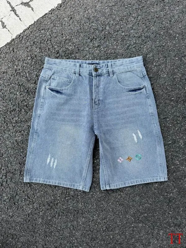 LV 20tr168 Patch-Detail Denim Bermuda Shorts, source view 2, SKU 20tr168
