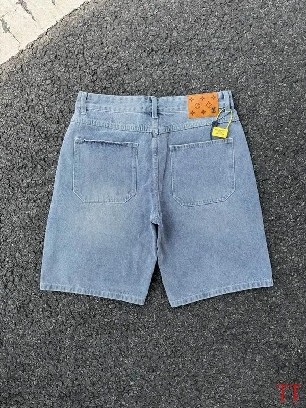 LV 20tr168 Patch-Detail Denim Bermuda Shorts, source view 3, SKU 20tr168