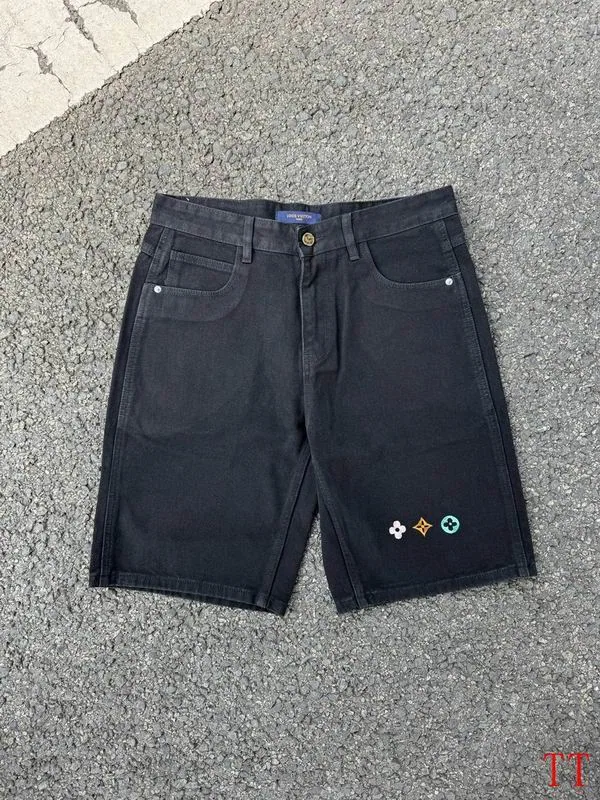 LV 20tr168 Patch-Detail Denim Bermuda Shorts, source view 4, SKU 20tr168