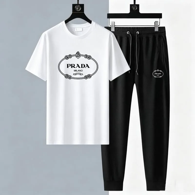 Prada 13xr348 Logo T-Shirt and Jogger Set, source view 3, SKU 13xr348