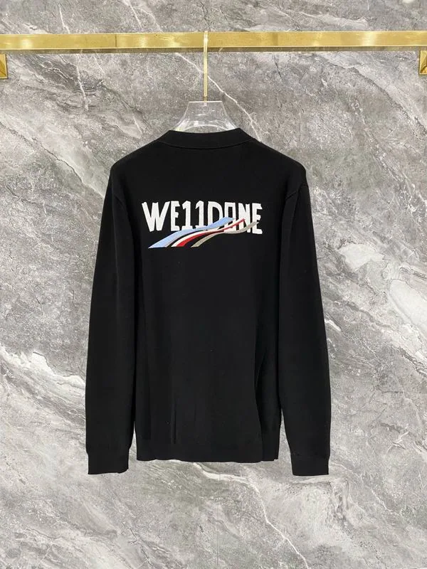 WE11DONE bhtx09 Logo V-Neck Cardigan, source view 6, SKU bhtx09