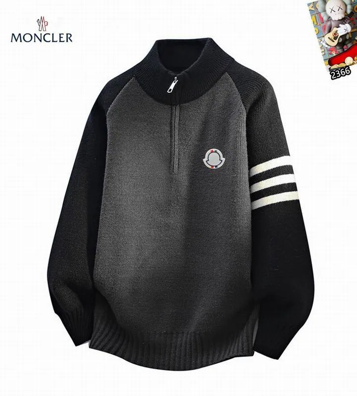 Moncler 25tr208 Stripe-Sleeve Quarter-Zip Sweater, source view 1, SKU 25tr208