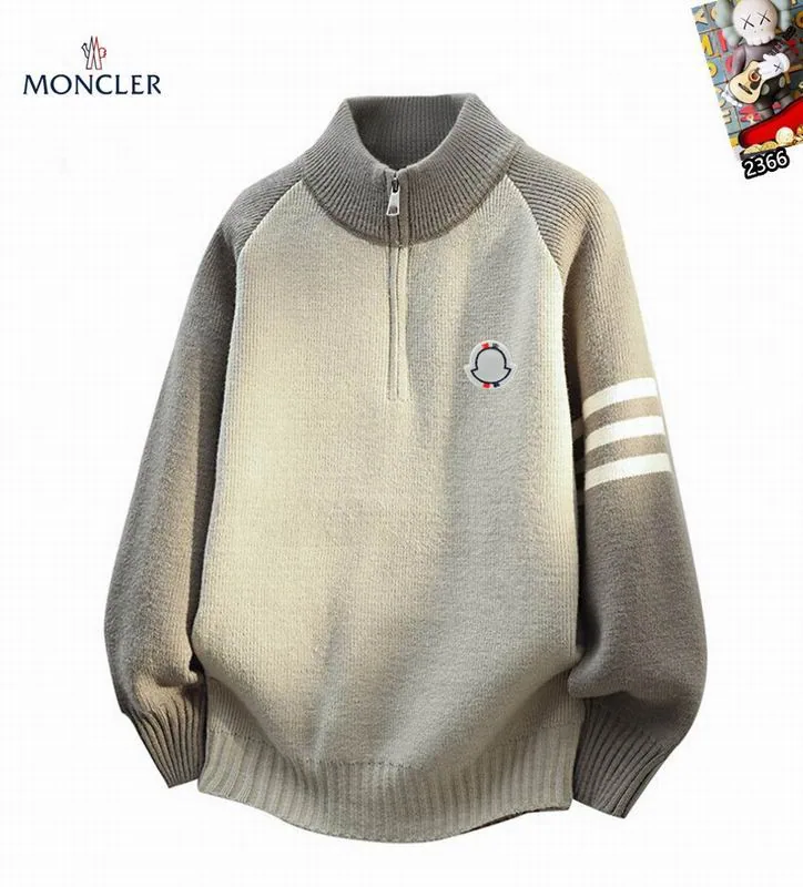 Moncler 25tr208 Stripe-Sleeve Quarter-Zip Sweater, source view 4, SKU 25tr208