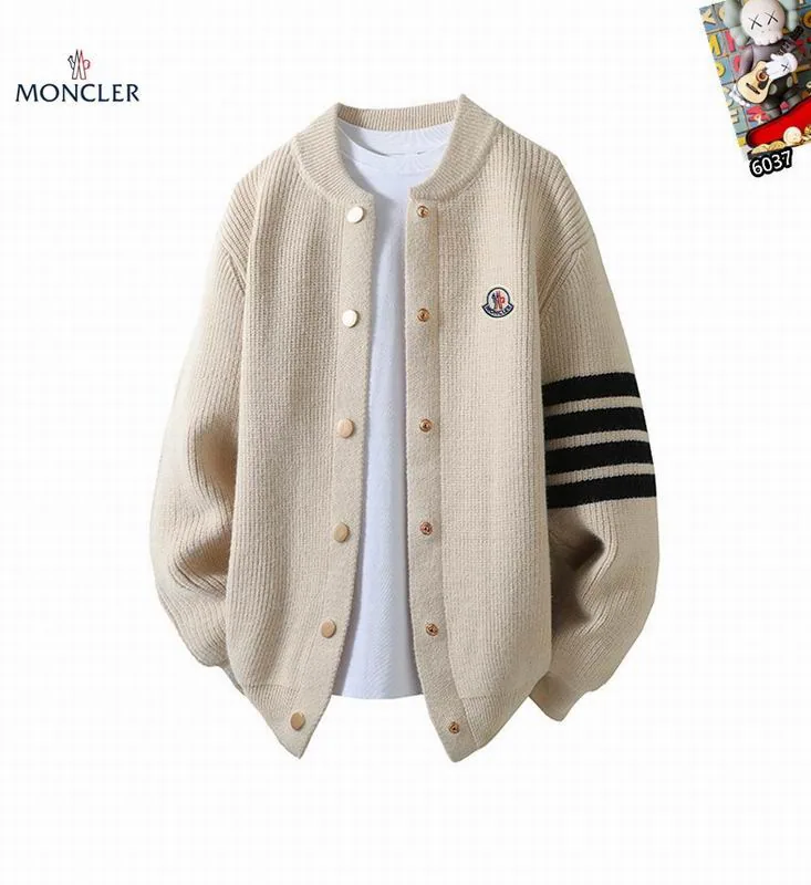Moncler 25tr209 Stripe-Sleeve Button Cardigan, source view 4, SKU 25tr209