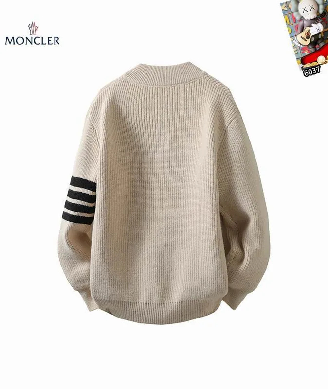 Moncler 25tr209 Stripe-Sleeve Button Cardigan, source view 5, SKU 25tr209