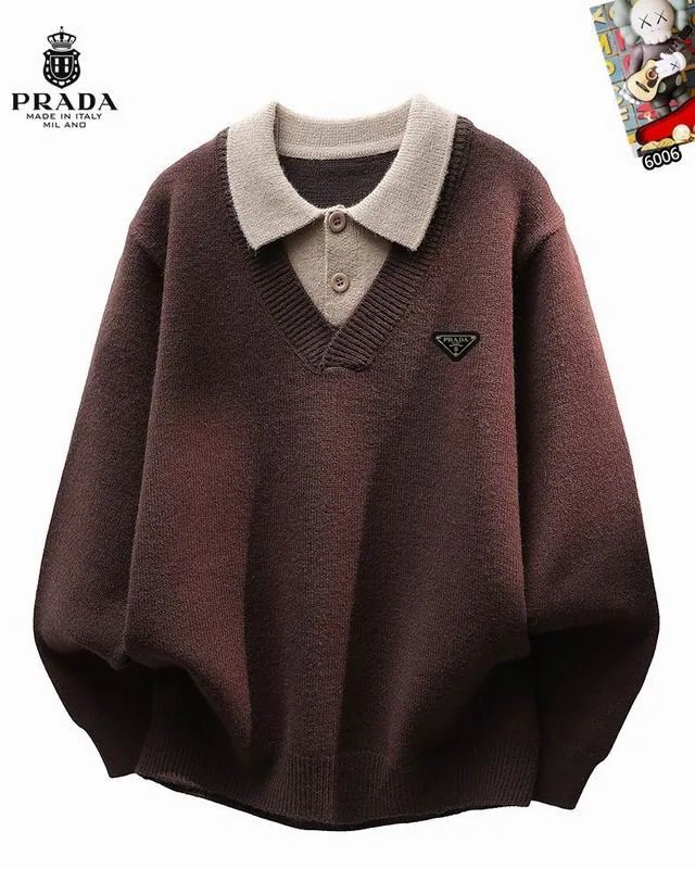 Prada 25tr228 Contrast-Collar Knit Polo, source view 1, SKU 25tr228