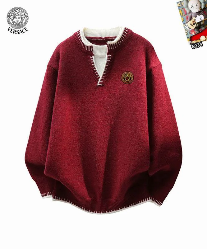Versace 25tr92 Crest Quarter-Button Knit Sweater, source view 1, SKU 25tr92