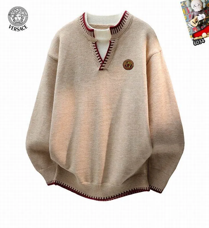 Versace 25tr92 Crest Quarter-Button Knit Sweater, source view 3, SKU 25tr92