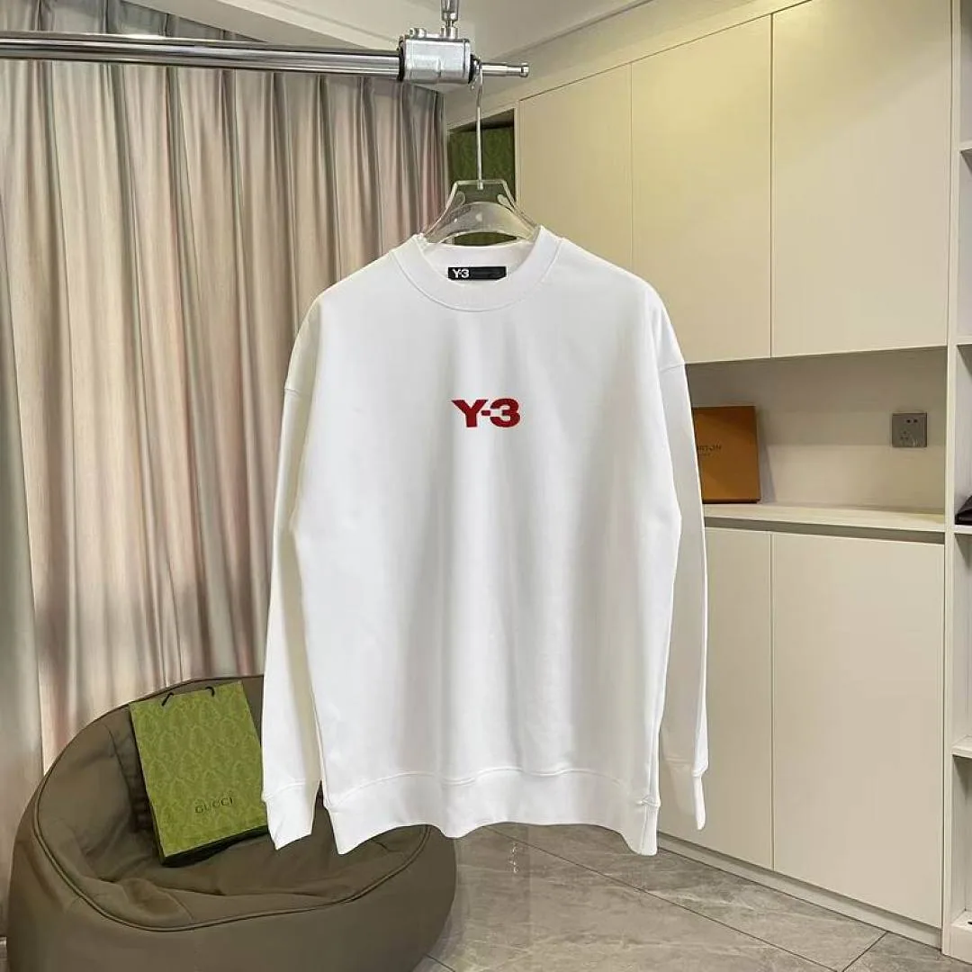 Y-3 White Black Logo Sweatshirt, source view 4, SKU hgntx03