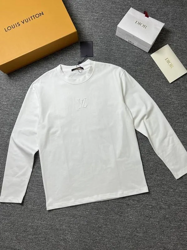 LV tonal monogram long-sleeve tops in white and black hgntx158