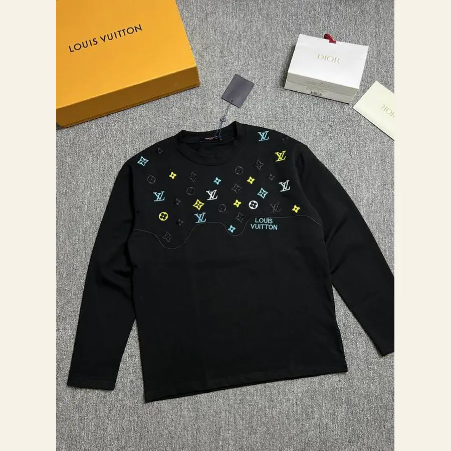 LV Multicolor Motif Long-Sleeve Top, catalog view 1, hgntx161