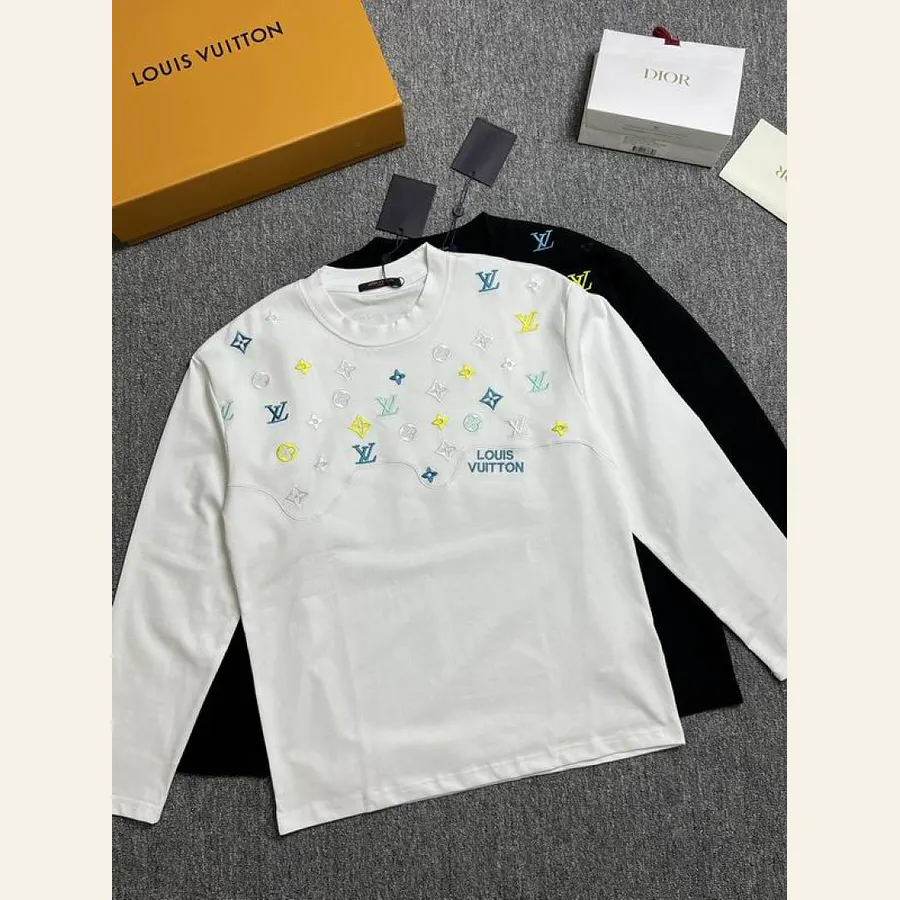 LV Multicolor Motif Long-Sleeve Top, catalog view 3, hgntx161