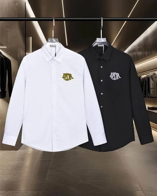 Black Dior silver-tone monogram button shirt front view hgntx212