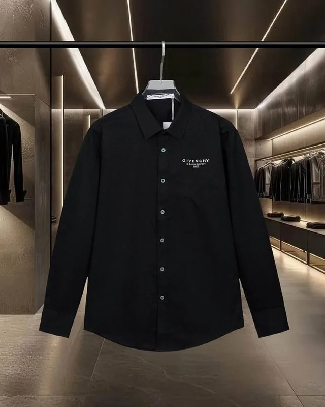 White Givenchy small wordmark button shirt front view hgntx22