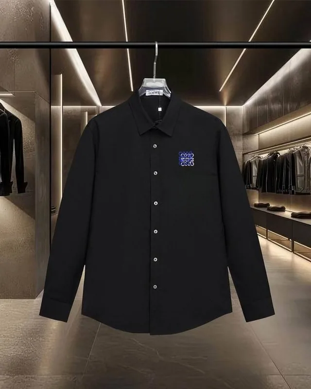 White Loewe blue anagram button shirt front view hgntx34