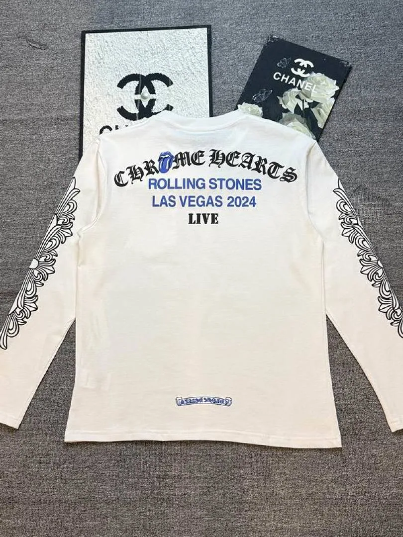 Chrome Hearts white shirt with blue upper-back lettering hgntx348