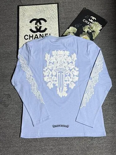 Chrome Hearts light blue graphic long-sleeve top product view hgntx352