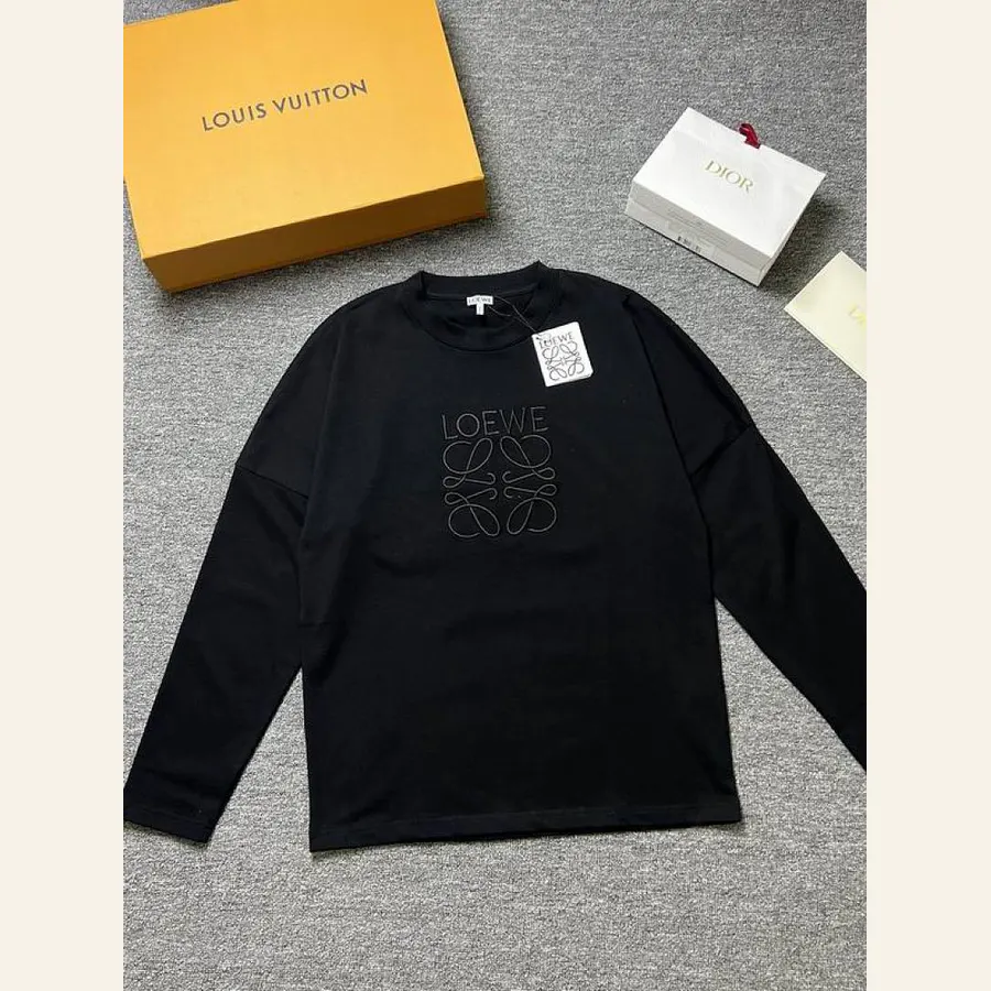 Loewe Tonal Patch Long-Sleeve Polo Shirt, catalog view 1, hgntx36