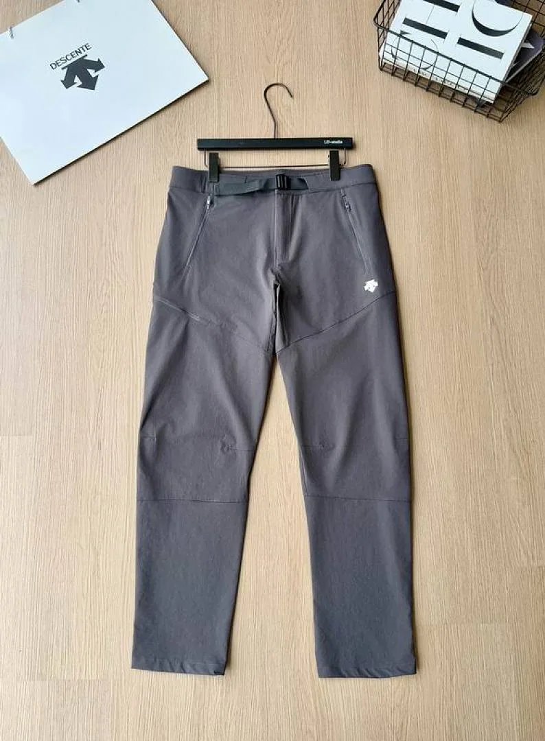 Descente grey tapered pants front product view hgntx54