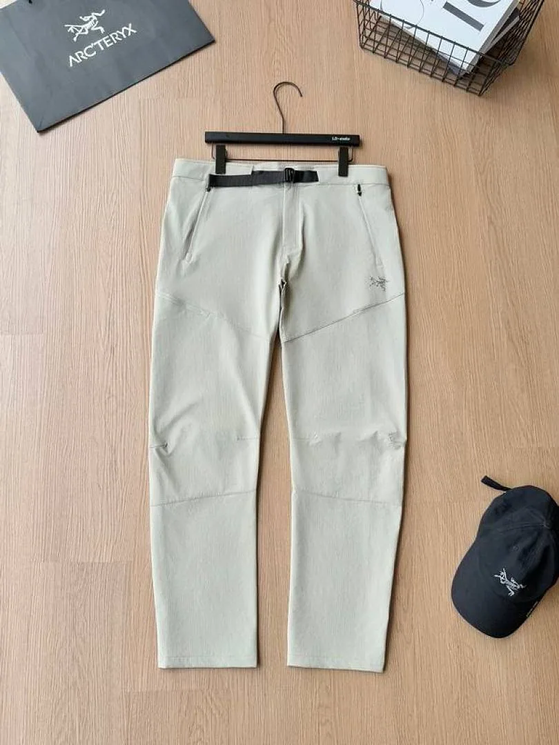 Light beige Arcteryx tapered pants flat product view hgntx71