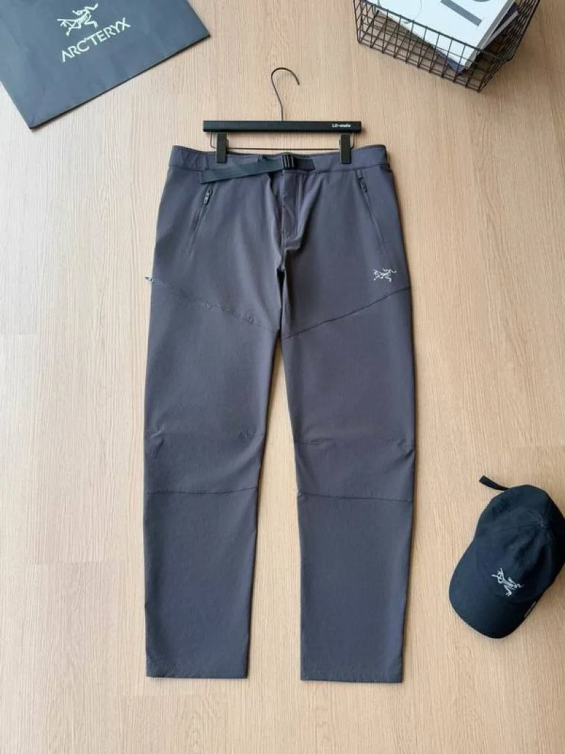 Grey Arcteryx tapered pants flat product view hgntx71
