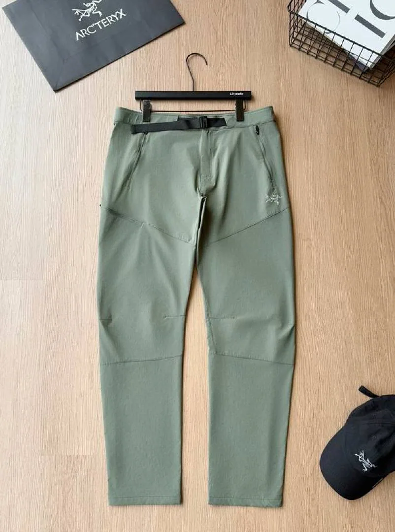 Sage green Arcteryx tapered pants flat product view hgntx71
