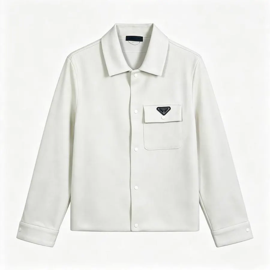 Prada Triangle-Patch Long-Sleeve Shirt Jacket, catalog view 3, hgntxX03