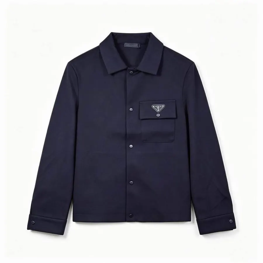 Prada Triangle-Patch Long-Sleeve Shirt Jacket, catalog view 4, hgntxX03