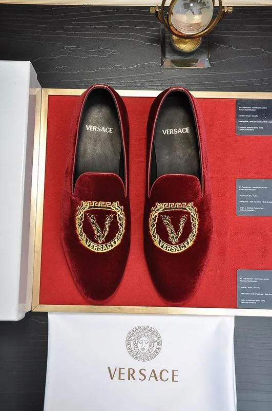 Versace hnx0604 Emblem Velvet-Look Loafers, source view 3, SKU hnx0604