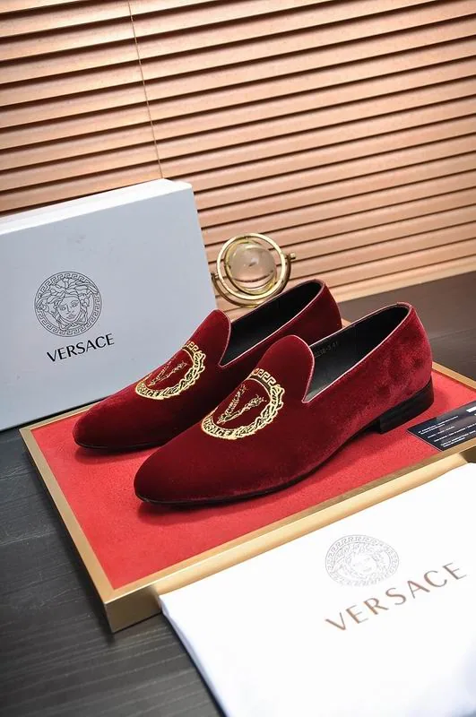 Versace hnx0604 Emblem Velvet-Look Loafers, source view 4, SKU hnx0604