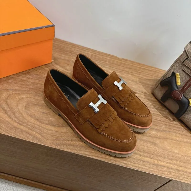 Hermes mns0755 Textured H-Buckle Loafers, source view 5, SKU mns0755