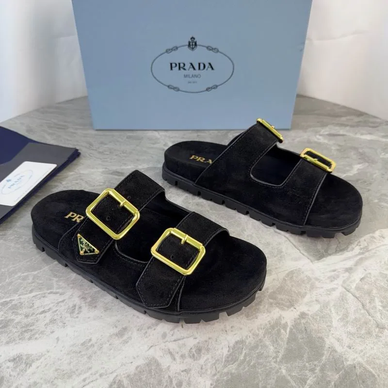 Prada mns0711 Lug-Sole Double-Buckle Slides, source view 2, SKU mns0711