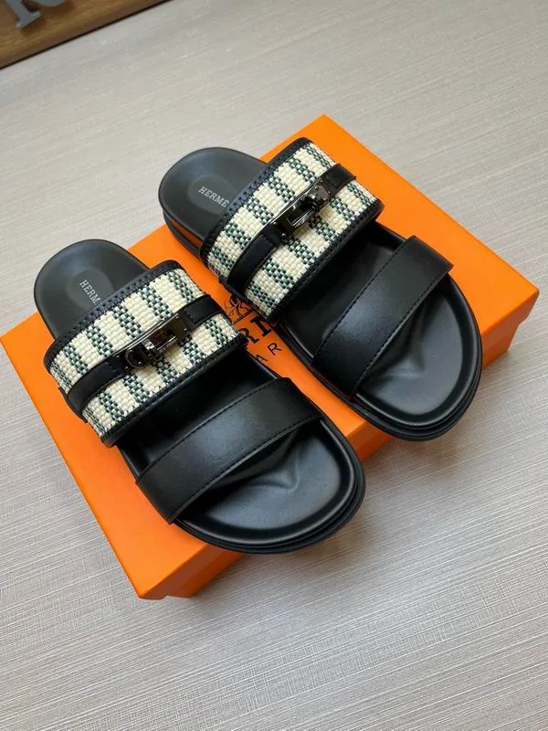 Hermes mns0711 Check-Strap Slide Sandals, source view 1, SKU mns0711
