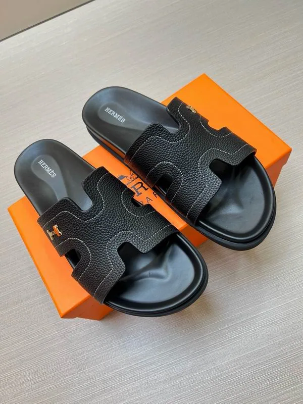 Hermes mns0713 Textured H-Cutout Slide Sandals, source view 1, SKU mns0713