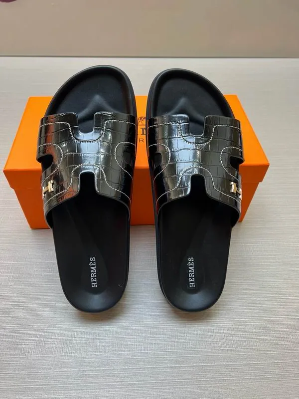 Hermes mns0713 Textured H-Cutout Slide Sandals, source view 6, SKU mns0713