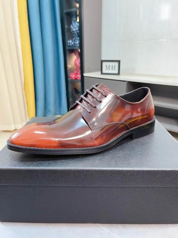 Prada mns0701 Glossy Lace-Up Derby Shoes, source view 1, SKU mns0701