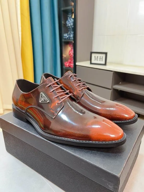Prada mns0702 Glossy Lace-Up Derby Shoes, source view 2, SKU mns0702