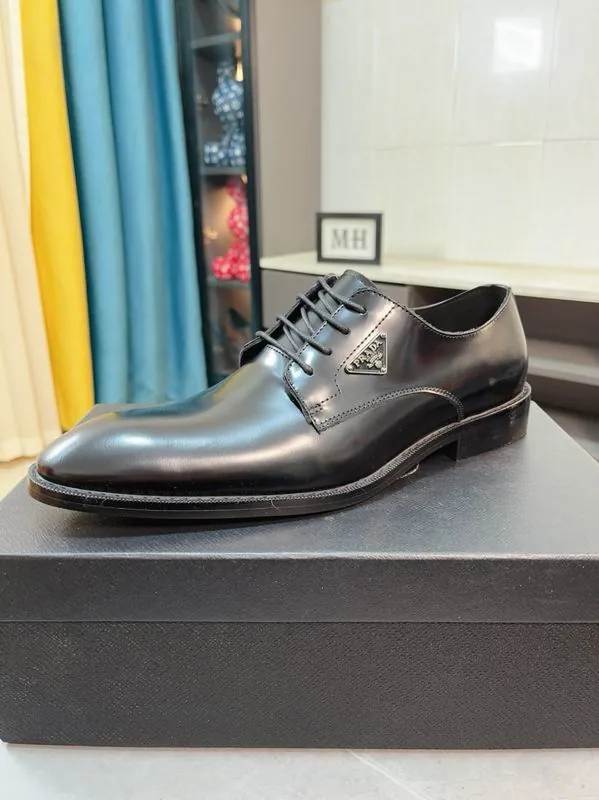 Prada mns0702 Glossy Lace-Up Derby Shoes, source view 5, SKU mns0702