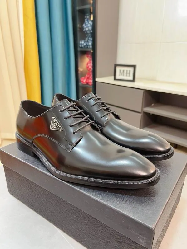 Prada mns0702 Glossy Lace-Up Derby Shoes, source view 6, SKU mns0702