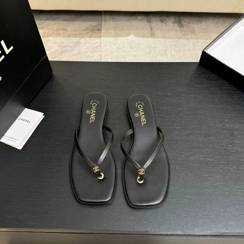 Chanel mns0804 Metallic-Detail Flip-Flops, source view 3, SKU mns0804
