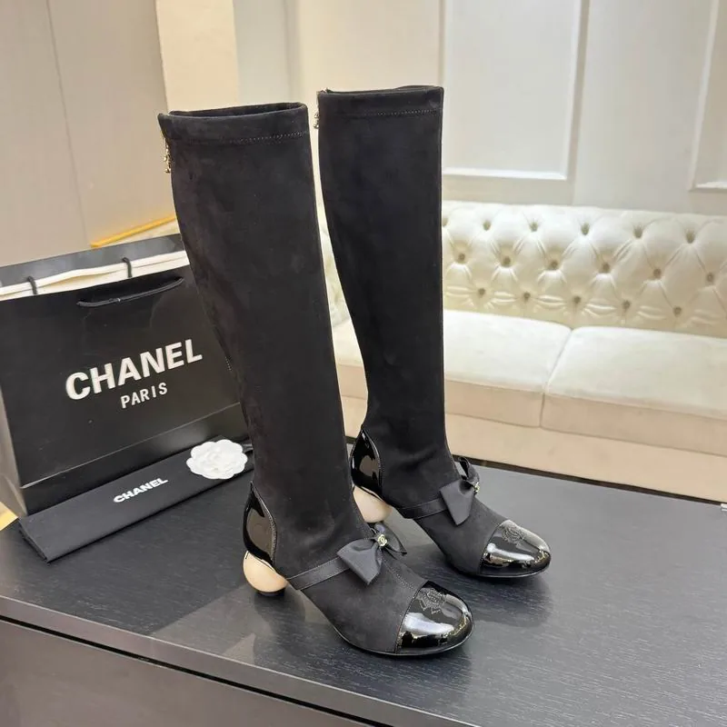 Chanel mns0867 Buckle-Toe Knee-High Boots, source view 4, SKU mns0867