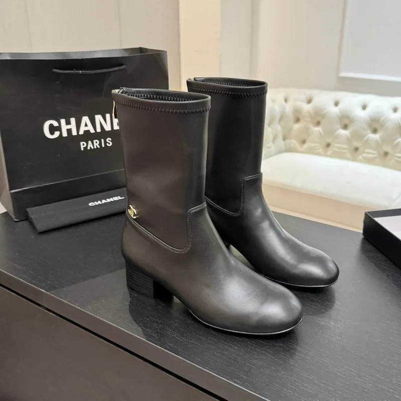 Chanel mns0865 Mid-Calf Block-Heel Boots, source view 6, SKU mns0865