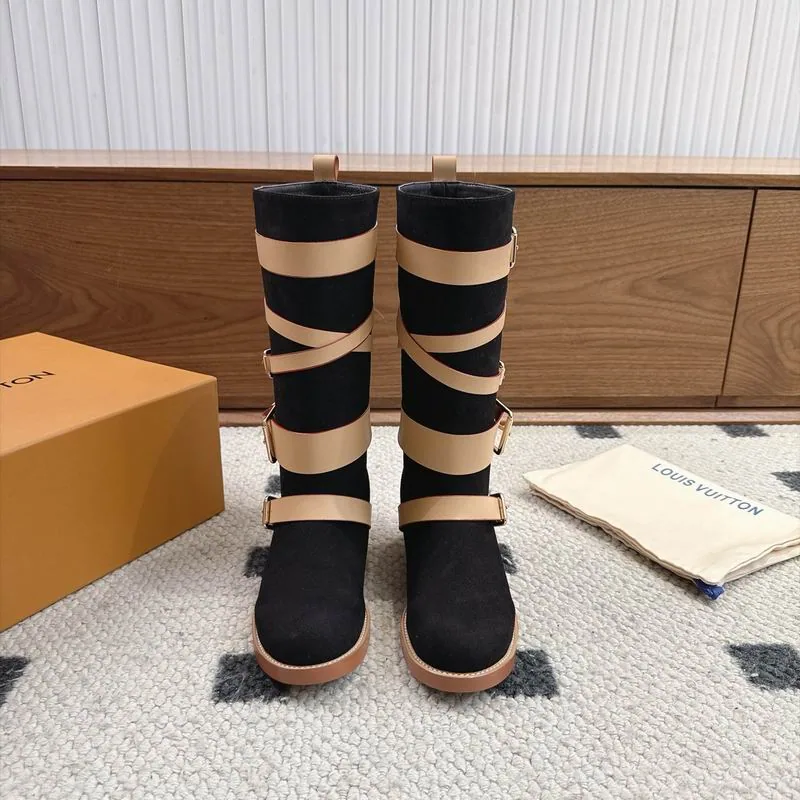 LV mns0805 Striped Knee-High Boots, source view 1, SKU mns0805