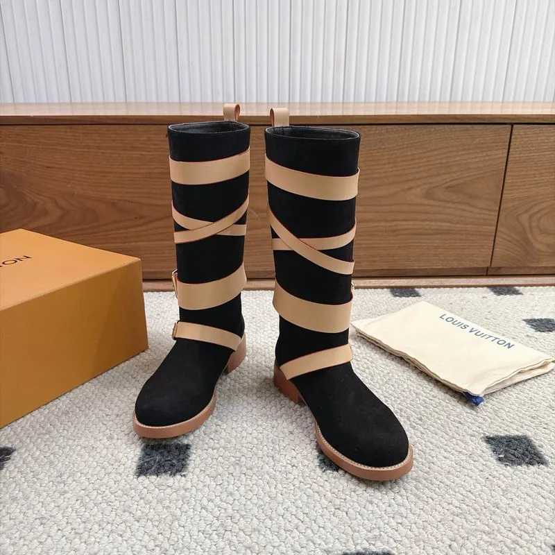 LV mns0805 Striped Knee-High Boots, source view 2, SKU mns0805